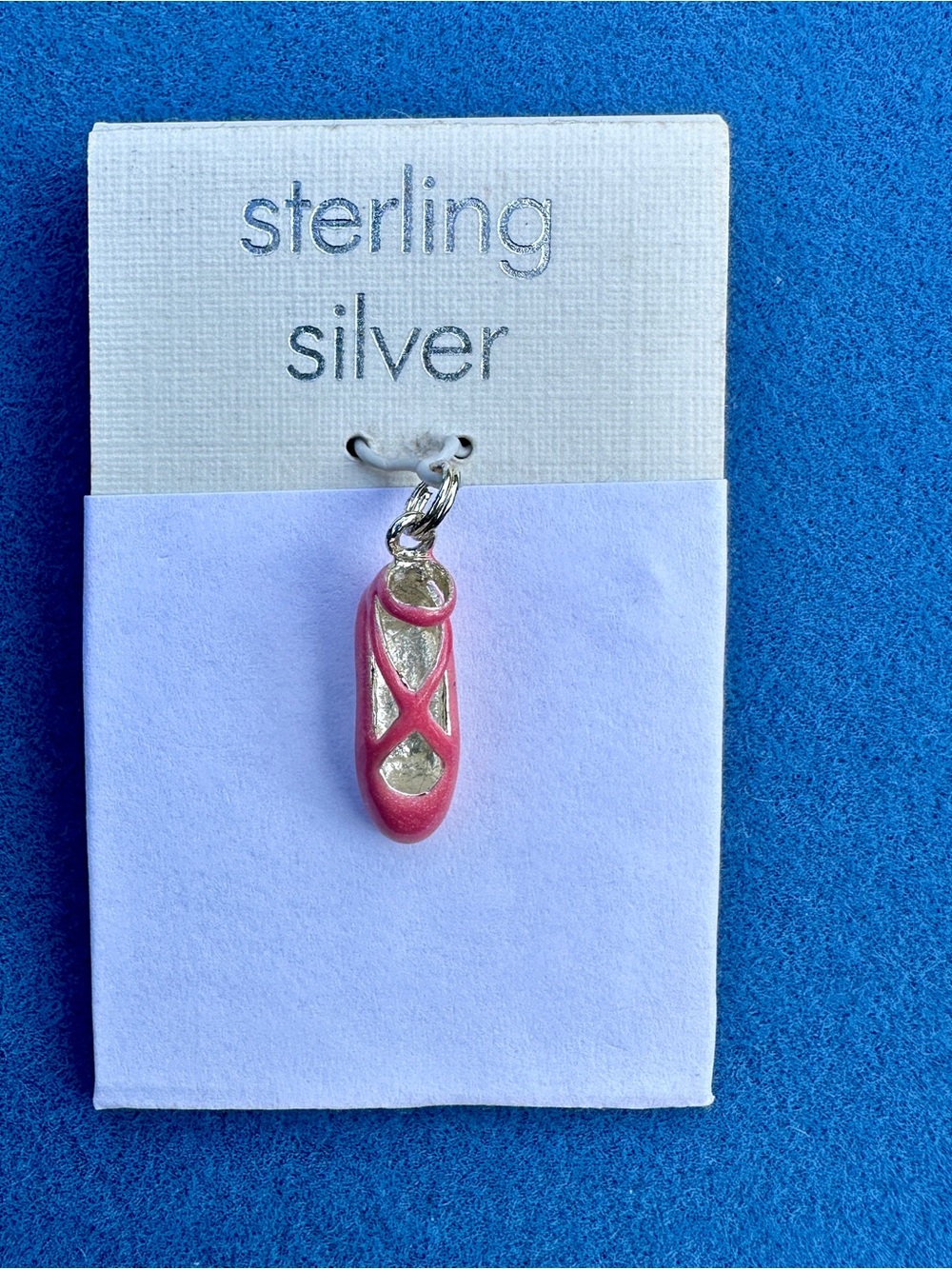 Sterling Silver Pink Ballet Slipper Charm